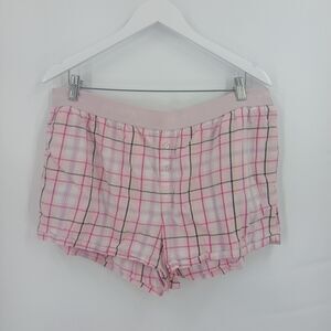 JOYSPUN Pink Plaid Pajama Shorts Womens Size XL elastic Waist Lounge Sleepwear